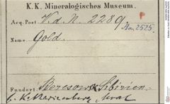 Etiketten zu Gold (NHMW-MIN-Aa2525)